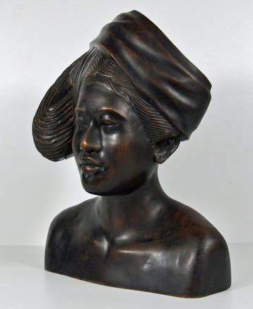 Beeldje, Houten buste, Art Deco (Bali, 1930-1950) - 25.5 cm, Antiquités & Art