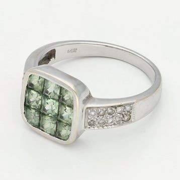 Bague - 14 carats Or jaune - Diamant - Saffier