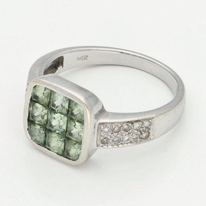 Bague - 14 carats Or jaune - Diamant - Saffier, Bijoux, Sacs & Beauté, Bagues