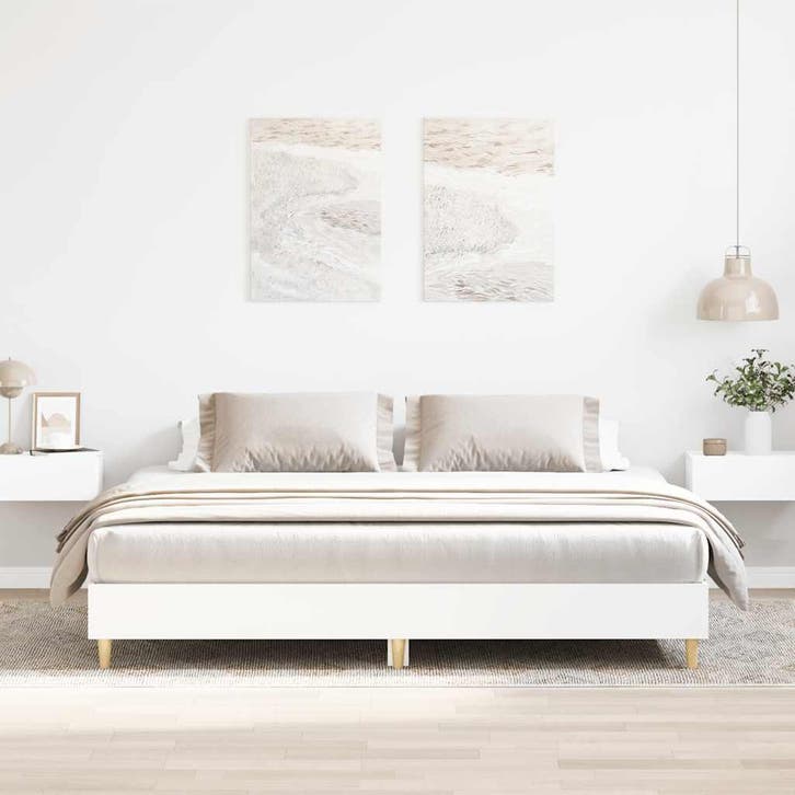 vidaXL Bedframe zonder matras 160x200 cm spaanplaat wit, Huis en Inrichting, Slaapkamer | Bedden, Nieuw, Verzenden