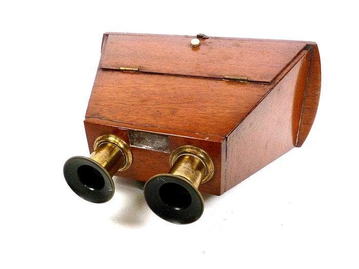 Stereo viewer, 1850s, very early - with special, Collections, Appareils photo & Matériel cinématographique