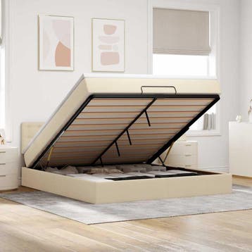 vidaXL Bed poef met matras en LEDs 180x200 cm stof, Verzenden