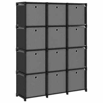 vidaXL Kast met 12 vakken met boxen 103x30x141 cm stof zwart, Verzenden