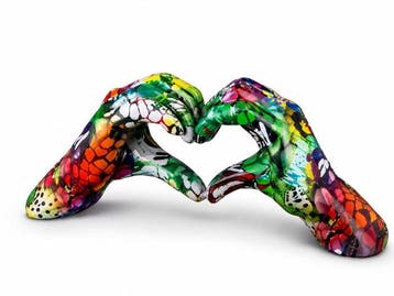 Oliver Klapp (XX) - Sculpture, Street Art Heart Hands