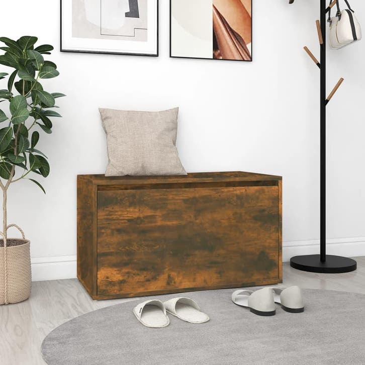 vidaXL Halbankje 80x40x45 cm bewerkt hout gerookt, Huis en Inrichting, Overige Huis en Inrichting, Nieuw, Verzenden