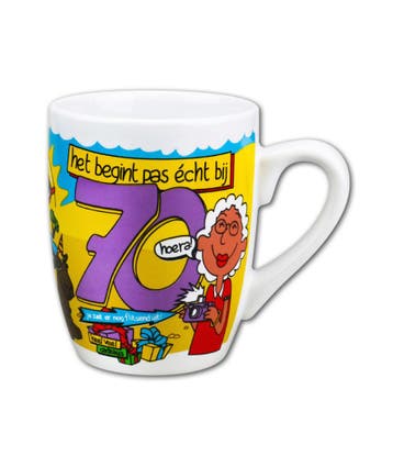Mok 70 Jaar 12cm, Verzenden