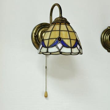 Lampe murale - Fer, Verre - Applique murale rétro à bras