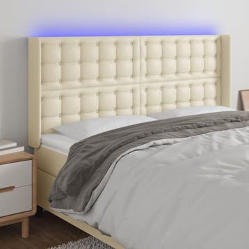 vidaXL Hoofdbord LED 203x16x118/128 cm kunstleer, Verzenden, Nieuw