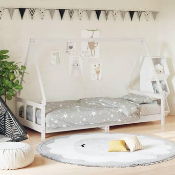 vidaXL Kinderbedframe 90x200 cm massief grenenhout wit, Verzenden