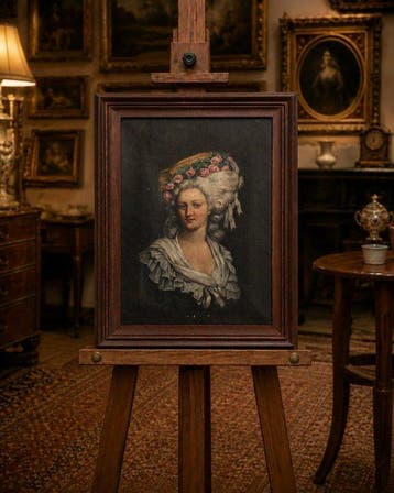 École française (XIX) - Portrait de dame à la coiffure
