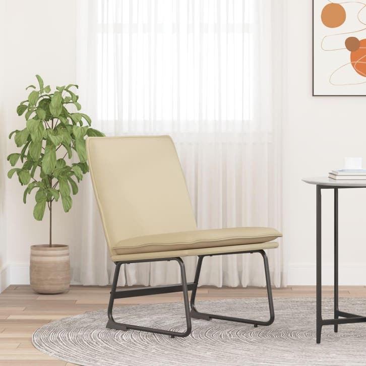 vidaXL Loungestoel 52x75x76 cm stof crèmekleurig, Huis en Inrichting, Fauteuils, Nieuw, Verzenden