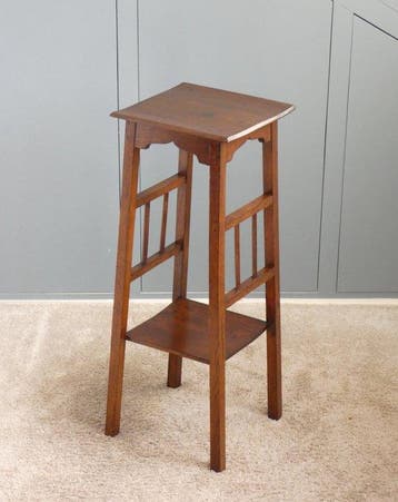 Plantentafel - Antieke Eiken Bijzettafel - Eikenhout
