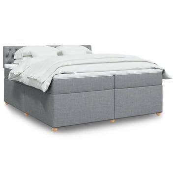 vidaXL Boxspring met matras stof lichtgrijs 200x200 cm, Verzenden, Nieuw