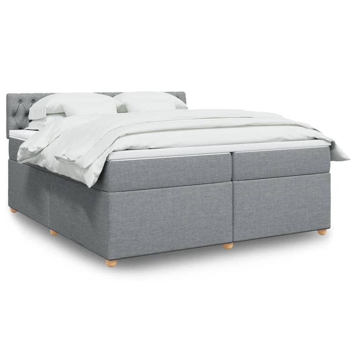 vidaXL Boxspring met matras stof lichtgrijs 200x200 cm, Huis en Inrichting, Slaapkamer | Bedden, Nieuw, Verzenden
