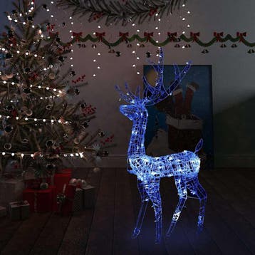 vidaXL Kerstversiering rendier 140 LEDs 128 cm acryl blauw, Verzenden