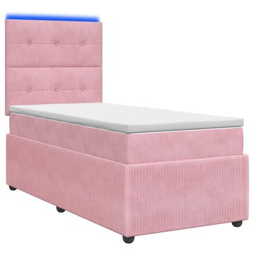 vidaXL LED Boxspringbed met Matras Roze 80 x 200 cm Fluweel, Verzenden, Nieuw