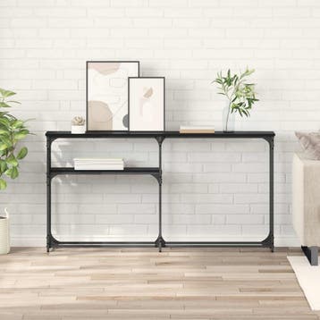 vidaXL Consoltabel Zwart Eiken 146 x 22.5 x 75 cm Bewerkt, Verzenden, Nieuw