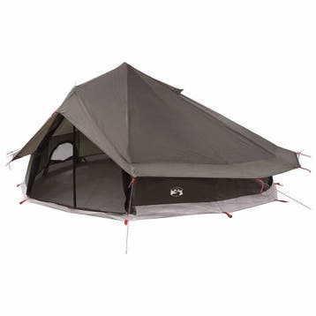 vidaXL Tipi Tent Bruin Grijs 800 x 800 x 430 cm Polyester en, Caravanes & Camping, Tentes, Verzenden