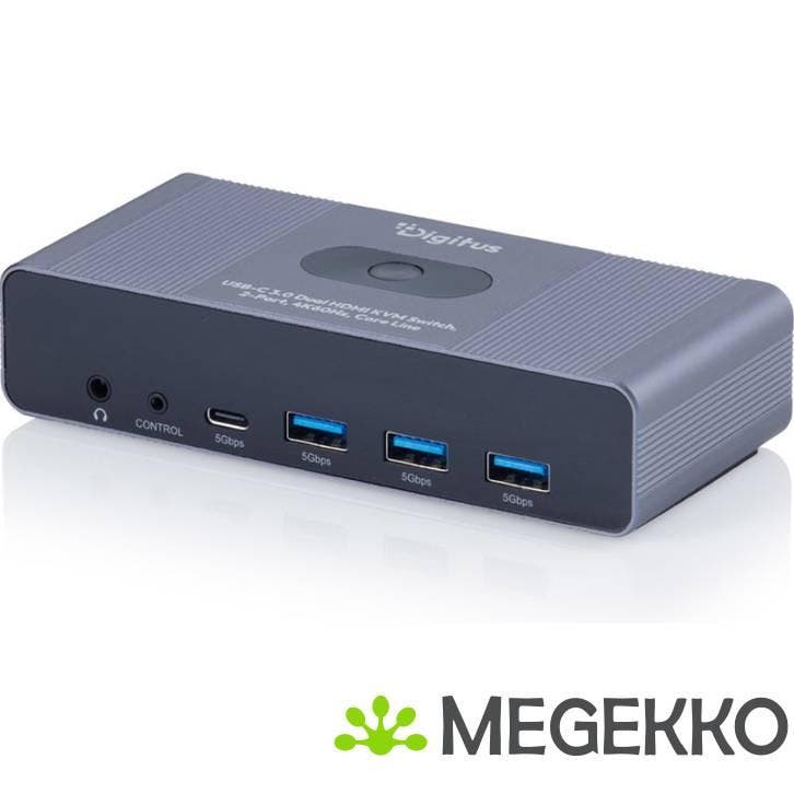 Digitus DS-12856 USB-C 3.0 Dual HDMI KVM-switch, 2-poorts,, Computers en Software, Overige Computers en Software, Nieuw, Verzenden