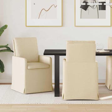 vidaXL Eetstoelen 2 pcs Crème 57 x 67 x 98 cm Stof, Verzenden