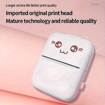 Mini fotoprinter zwartwit labelprinter labelmaker roze met, Nieuw