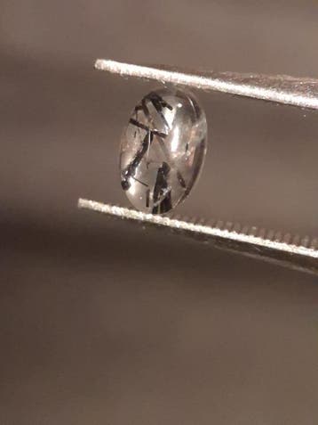 Natural Rutilated Quartz - oval cabochon - black rutile quar, Verzenden