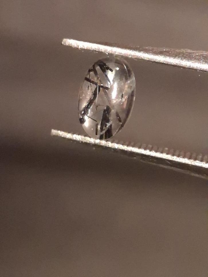 Natural Rutilated Quartz - oval cabochon - black rutile quar, Handtassen en Accessoires, Overige Accessoires, Nieuw, Verzenden