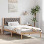 vidaXL Bedframe met hoofdeinde Taupe 100 x 200 cm Massief, Verzenden, Nieuw