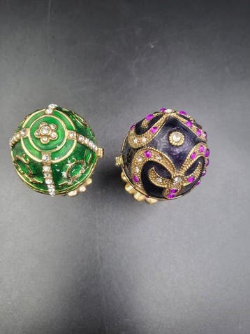 Lot de 2 boîtes à bijoux décoratives style œufs de Fabergé –
