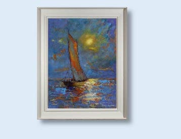 Tony Solara (XX) - Velero al atardecer, Antiek en Kunst