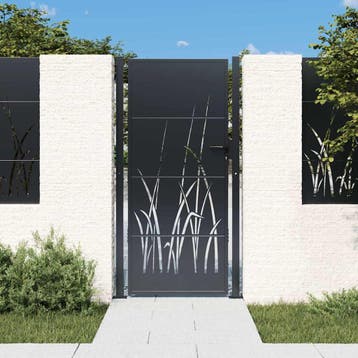 vidaXL Poort 100x200 cm met grasontwerp staal, Verzenden, Nieuw