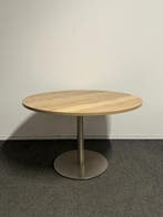 Ronde tafel - 120 cm - Trompetvoet in chroom - bladkleur naa, Vergader- of Presentatieruimte, Ophalen of Verzenden, Gebruikt, Tafel
