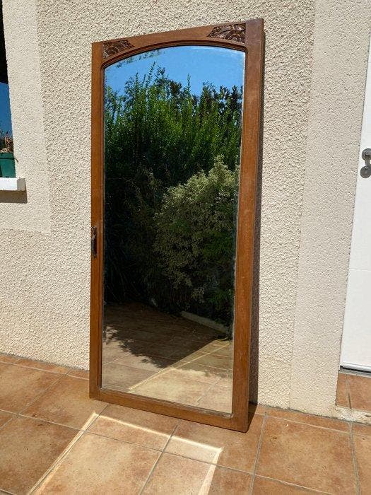 Spiegel - Hout - Frans Art Déco, hoogte 180 cm, Antiek en Kunst, Kunst | Designobjecten