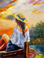 Yuni R. P - La Joven en el Bote: Un Atardecer en Meditación