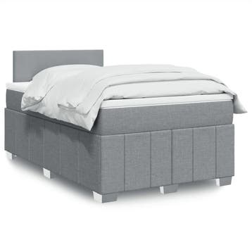 vidaXL Boxspring met matras stof lichtgrijs 120x190 cm, Verzenden