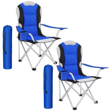 tectake Kampeerstoel bekleed - blauw, Set van 2, Caravans en Kamperen, Verzenden, Nieuw