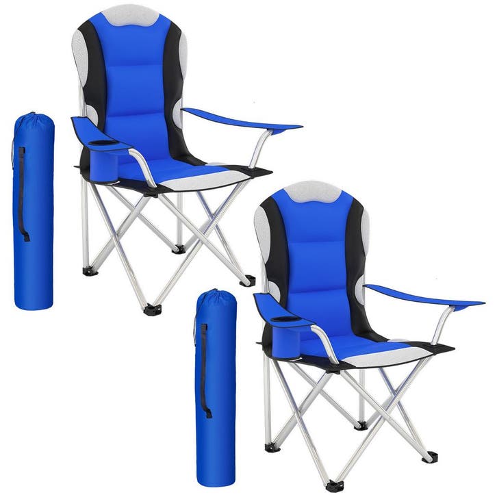 tectake Kampeerstoel bekleed - blauw, Set van 2, Caravanes & Camping, Accessoires de camping, Envoi