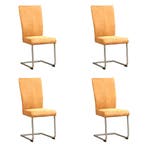 Set van 4 Leren eetkamerstoelen Dry - Kenia Cognac (cognac), Huis en Inrichting, Stoelen, Ophalen of Verzenden, Nieuw, Leer, Eén