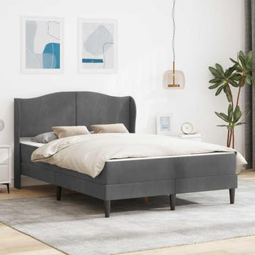 vidaXL Bedframe met hoofdeinde Donkergrijs 140 x 200 cm, Huis en Inrichting, Slaapkamer | Bedden, Verzenden, Nieuw
