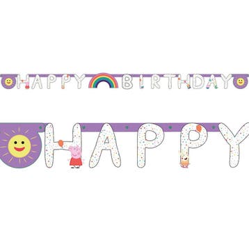Peppa Pig Letterslinger Happy Birthday 1,7m, Verzenden