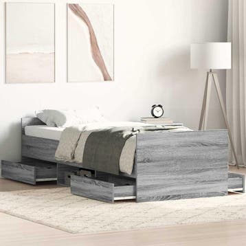 vidaXL Bedframe met hoofd- en voeteneinde grijs sonoma, Verzenden, Nieuw