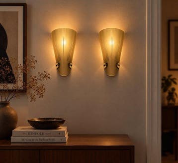 Wandlamp - Glas, Messing - Een paar wandlampen