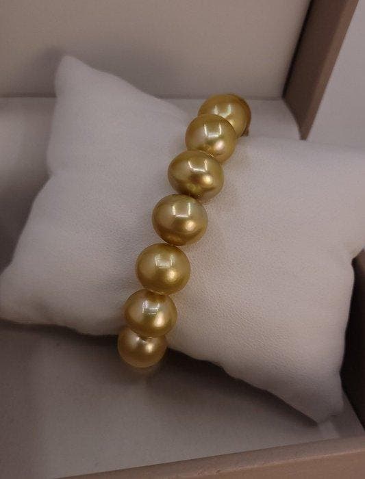 Armband Diep gouden Zuidzeeparels - 11x13 mm, Handtassen en Accessoires, Armbanden