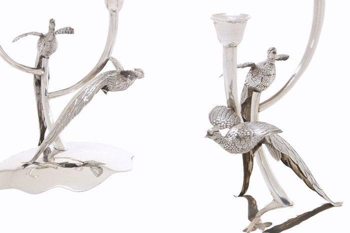 Kandelaber (2) - .915 zilver - Spaanse kandelaar, Antiquités & Art, Antiquités | Argent & Or
