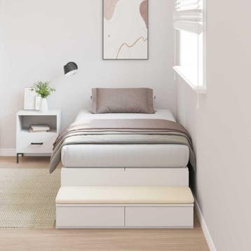 vidaXL Opbergbedframe met lade met opslag Wit 100 cm Bewerkt, Verzenden, Nieuw