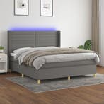 vidaXL Boxspring met matras en LED stof donkergrijs 160x200, Verzenden, Nieuw