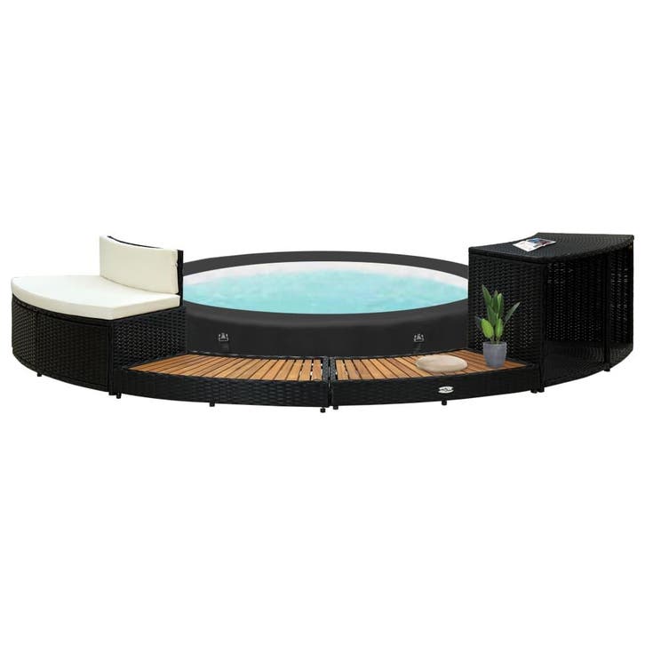 vidaXL Spa-ombouw poly rattan en massief acaciahout zwart, Tuin en Terras, Zwembaden, Nieuw, Verzenden