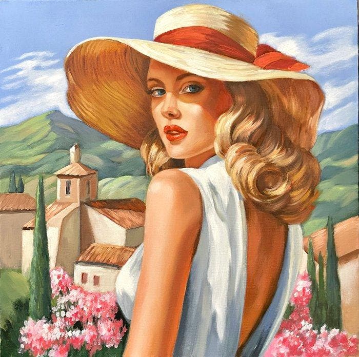 Anna Reznik - Summer Midday in Tuscany, Antiquités & Art, Art | Peinture | Moderne