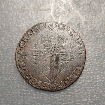 Spaanse Nederlanden. Felipe II. Jeton 1577 Felipe II con