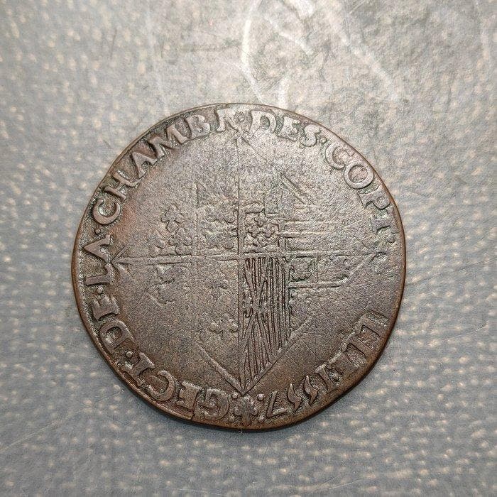 Spaanse Nederlanden. Felipe II. Jeton 1577 Felipe II con, Postzegels en Munten, Munten | Europa | Niet-Euromunten